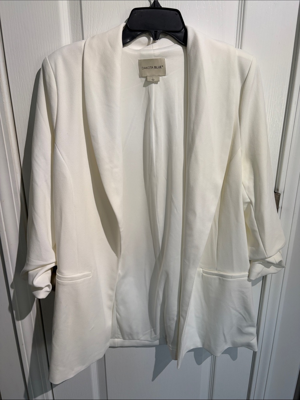 Dakota Blue White Open-Front Blazer